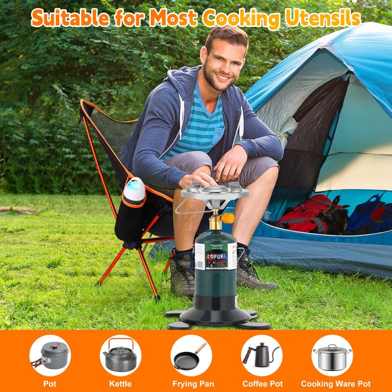 LOFUKI Camping Stove Propane, Portable Backpacking Cooker with Single Burner, Adjustable Flame, Foldable Base, Camp Stove Kit for Outdoor Cooking, Hiking, Emergency Essential (Fuel not Included) - Image 3