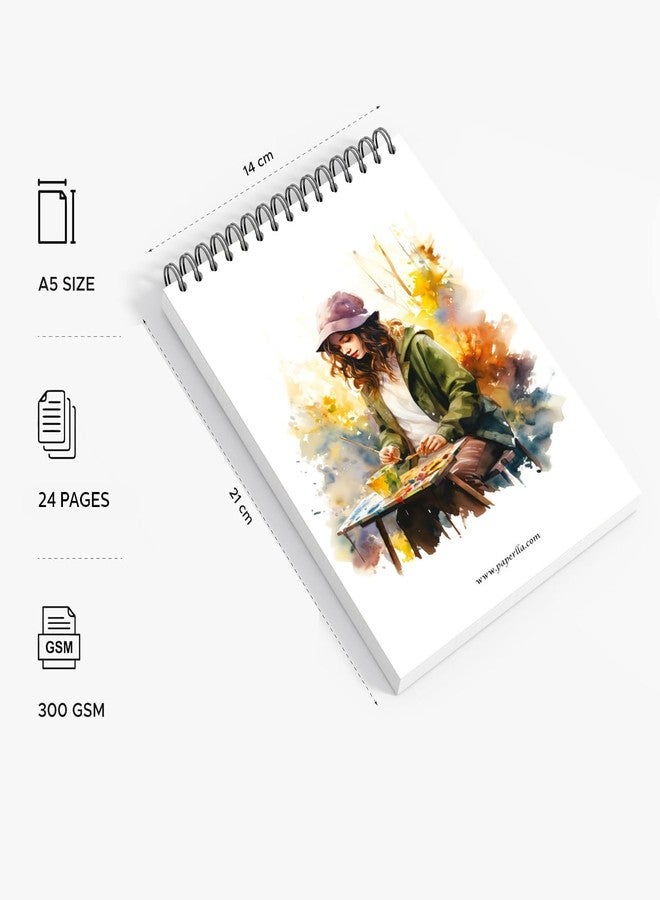 COI Watercolour Book | A5 Size 24 Perforated Pages | 300 GSM, Bleed-Free Paper | Wiro Bound, Lay-Flat Design | Ideal for Watercolour, Acrylic, Mixed Media & More - Image 2