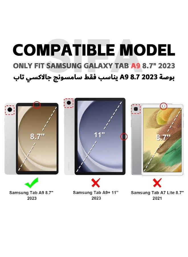 واقي شاشة من قطعتين لجهاز Samsung Galaxy Tab A9، [Ultra HD] [صلابة 9H] [مضاد للخدش] [مضاد للفقاعات] شاشة زجاجية مقواة متوافقة مع قلم S لجهاز Samsung Tab A9 8.7 بوصة 2023 (مربع، عبوتان)