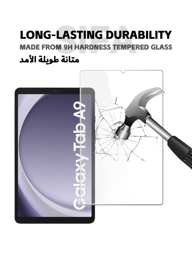 واقي شاشة من قطعتين لجهاز Samsung Galaxy Tab A9، [Ultra HD] [صلابة 9H] [مضاد للخدش] [مضاد للفقاعات] شاشة زجاجية مقواة متوافقة مع قلم S لجهاز Samsung Tab A9 8.7 بوصة 2023 (مربع، عبوتان)