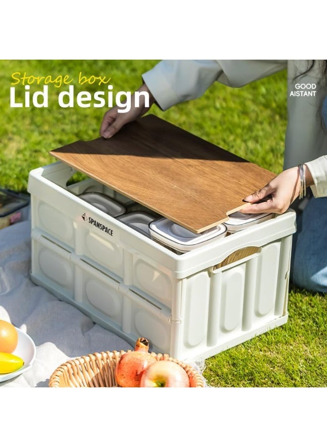 VUSIGN 55L Outdoor Folding Storage Box – Heavy-Duty Polypropylene, Collapsible Design, Multi-Purpose Organizer for Home, Car, Camping & Garage – Black  - Image 3
