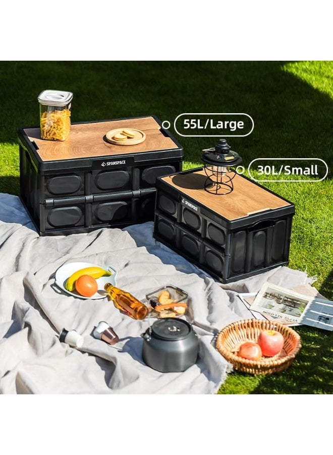 VUSIGN 55L Outdoor Folding Storage Box – Heavy-Duty Polypropylene, Collapsible Design, Multi-Purpose Organizer for Home, Car, Camping & Garage – Black  - Image 4