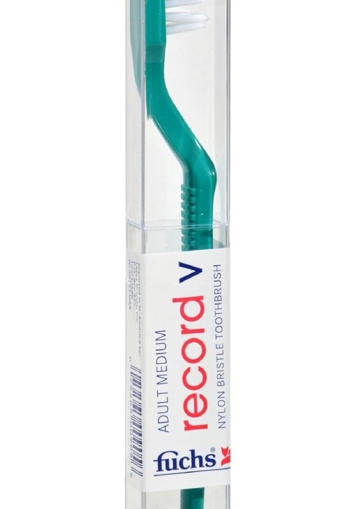 Fuchs Record V Toothbrush with Medium Nylon Bristles and Ergonomic Design