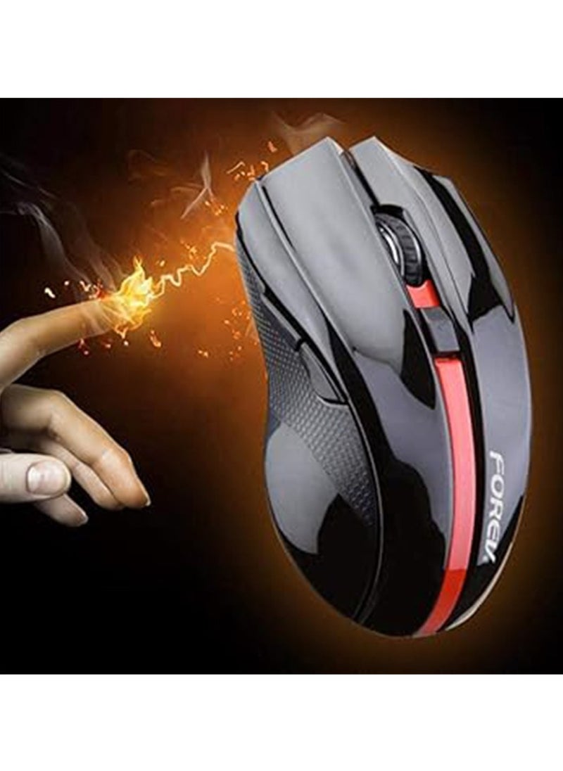 FV-W9 2.4GHz Wireless Mouse 6 Buttons Ergonomic Mice for PC (Red)