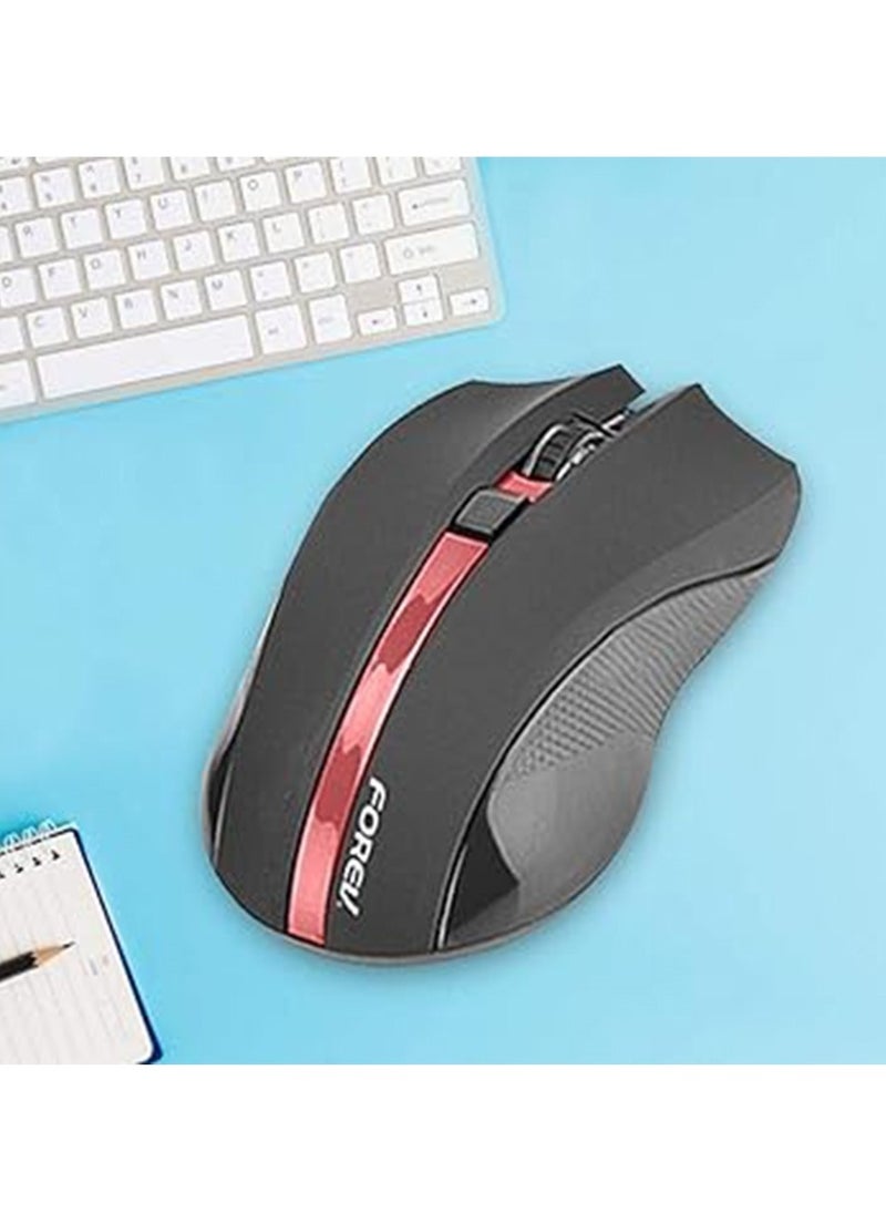 FV-W9 2.4GHz Wireless Mouse 6 Buttons Ergonomic Mice for PC (Red)