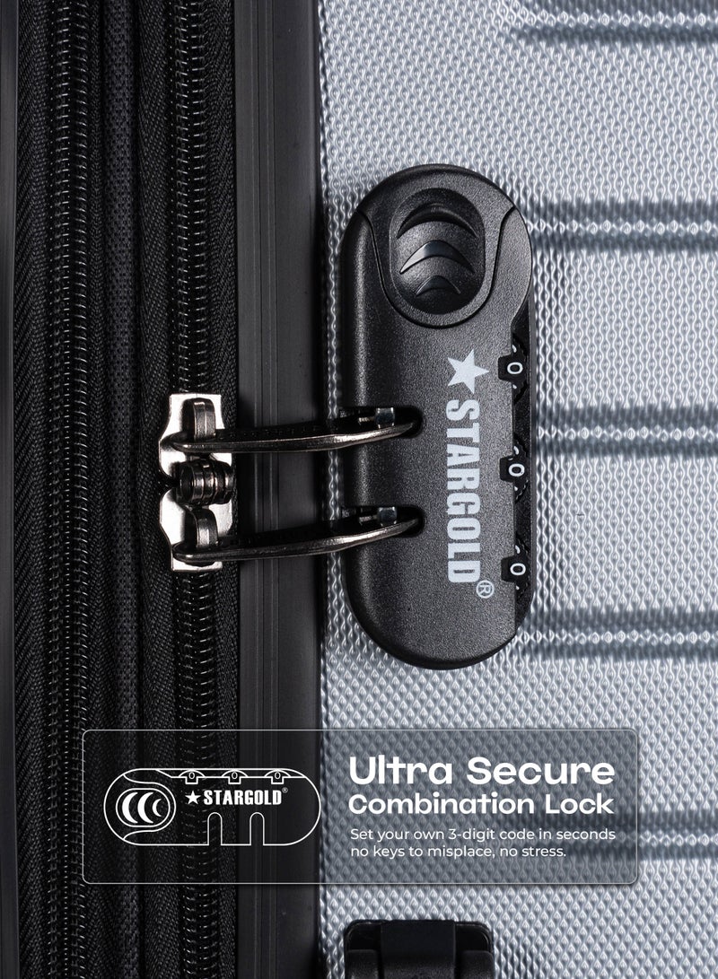 ستارجولد 4 عبوات من عربة أمتعة مقفلة ذات رقم دوار للجانب الصلب - Image 3