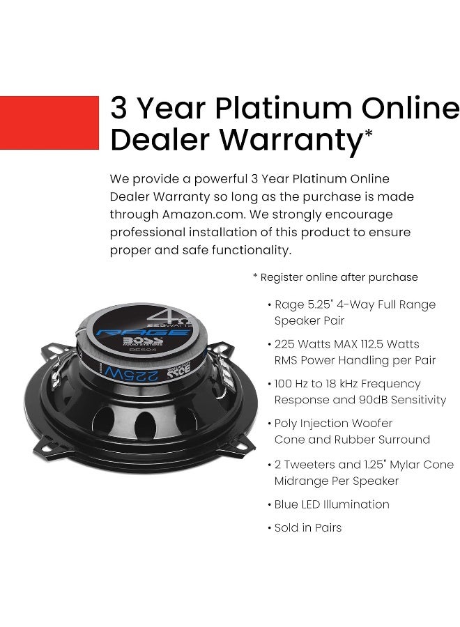 BOSS AUDIO SYSTEMS BOSS Audio Systems BE524 5.25 Inch Car Speakers - 225 Watts of Power Per Pair, 112.5 Watts Each, Full Range, 4 Way, Sold in Pairs  - Image 3