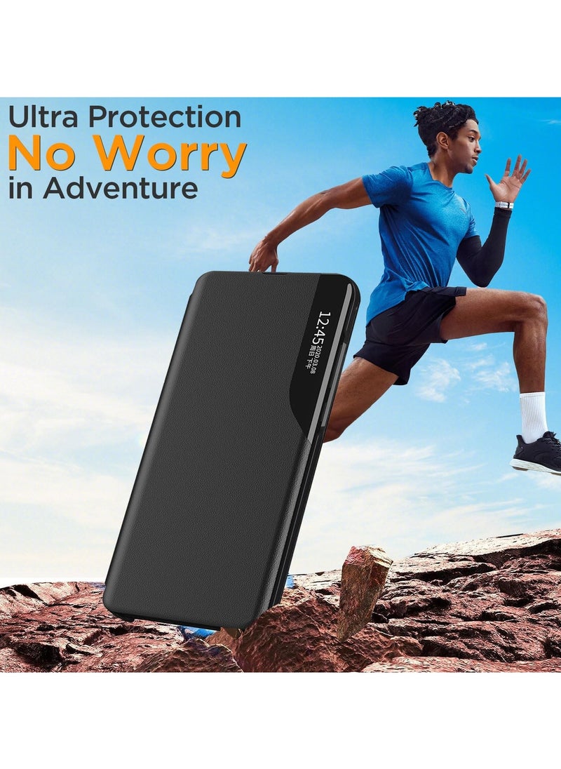 Case compatible with Samsung Galaxy S24Ultra/Samsung S25Ultra case, PU leather Smart Window View flip stand protective case with automatic wake up/sleep function