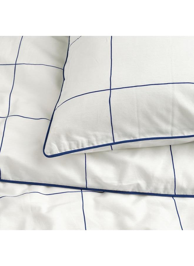 erorex Duvet Cover And Pillowcase White Blue/Check 150X200/50X80 Cm  - Image 2