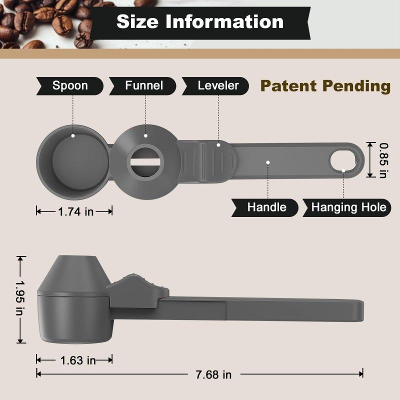 Lov Sprout Coffee Scoop & Funnel for Reusable K Cup Refillable Coffee Pods, Coffee Measuring Spoon 2 Tablespoon Capacity, Scoop with Funnel for Ground Coffee, Protein Powder, Tea (Grey, 1 Pack) - Image 5