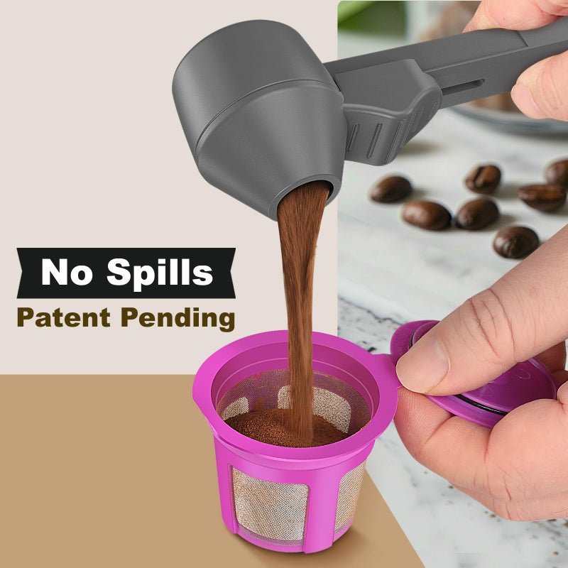 Lov Sprout Coffee Scoop & Funnel for Reusable K Cup Refillable Coffee Pods, Coffee Measuring Spoon 2 Tablespoon Capacity, Scoop with Funnel for Ground Coffee, Protein Powder, Tea (Grey, 1 Pack) - Image 3