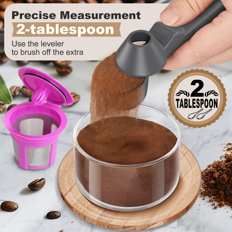 Lov Sprout Coffee Scoop & Funnel for Reusable K Cup Refillable Coffee Pods, Coffee Measuring Spoon 2 Tablespoon Capacity, Scoop with Funnel for Ground Coffee, Protein Powder, Tea (Grey, 1 Pack) - Image 2