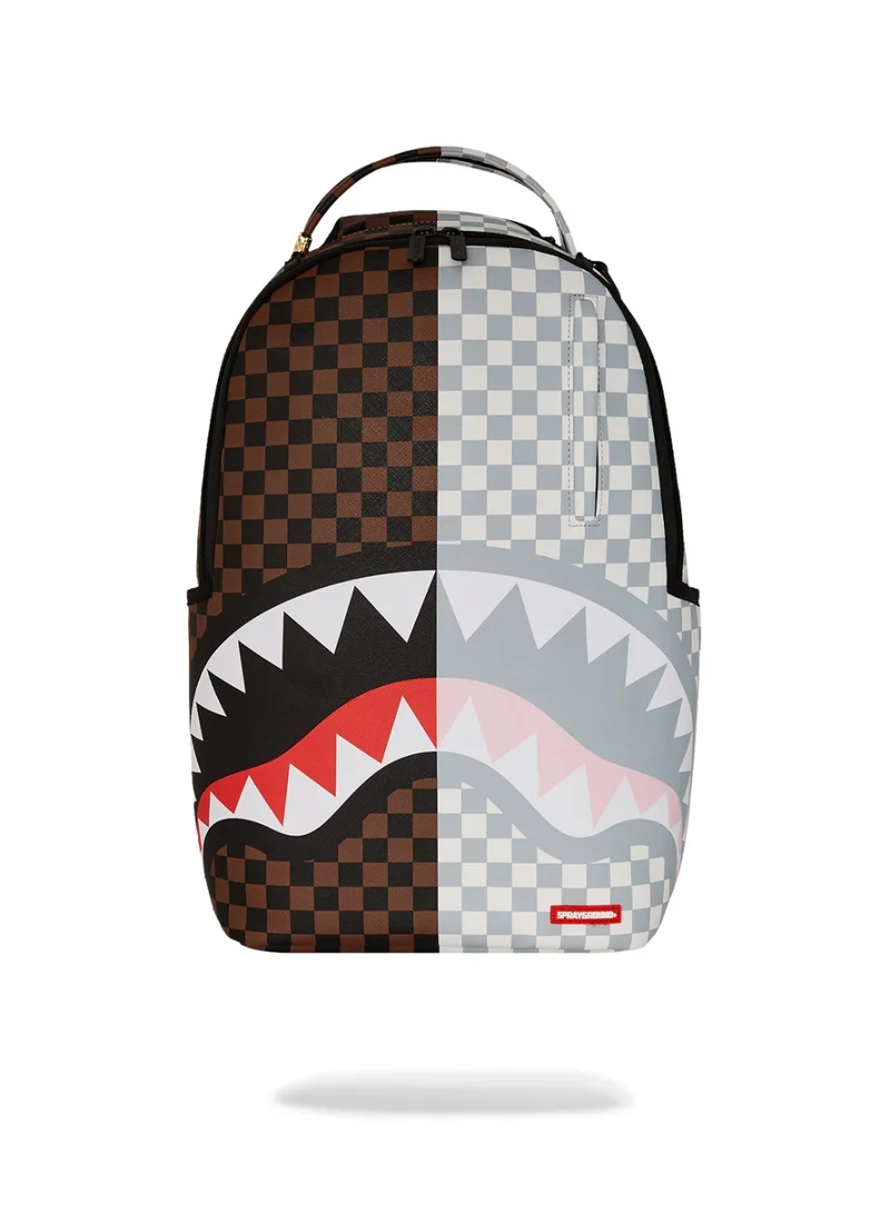 SPRAYGROUND SPLIT BROWN AND CREAM CHECK DLXV BACKPACK