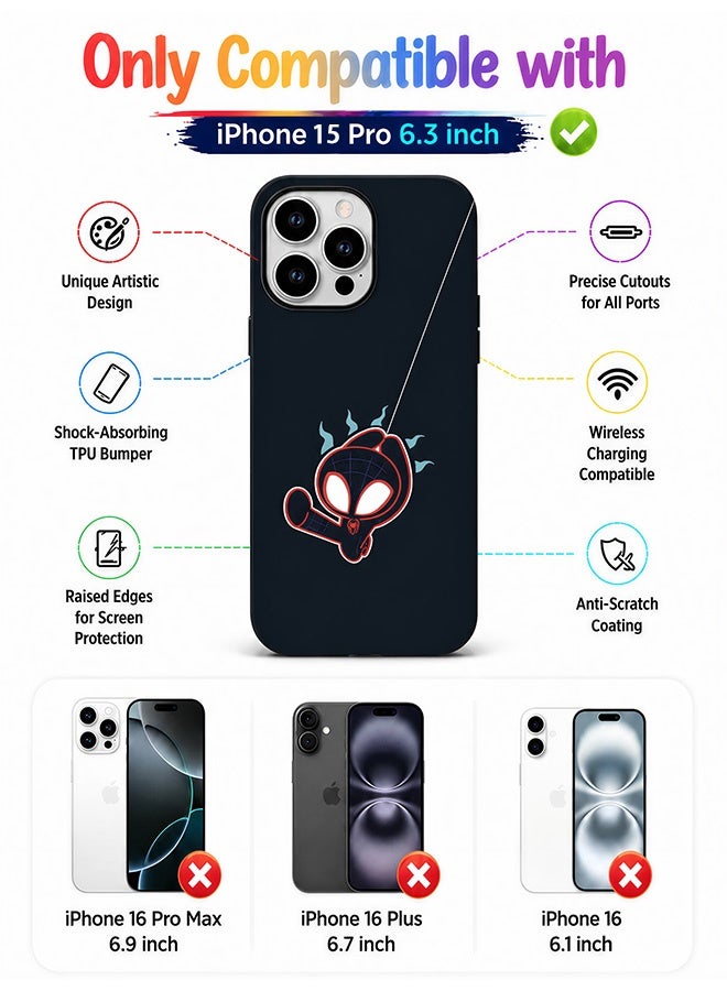 مافي مجموعة حماية 5 في 1 لهاتف iPhone 15 Pro - غطاء مزدوج الطبقات مقاوم للصدمات (طبقة داخلية من مادة TPU + طبقة خارجية من مادة PC) مع واقيين للشاشة فائق الوضوح وواقيين شفافين لعدسة الكاميرا - 【حماية كاملة من الصدمات】 غطاء هاتف مقاوم لبصمات الأصابع والعرق مع أزرار مستقلة - Image 5