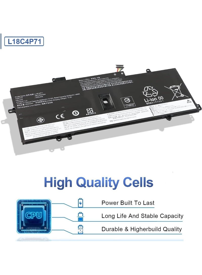 Terabyte بطارية لابتوب بديلة L18C4P71 02DL006 متوافقة مع Lenovo ThinkPad X1 Yoga الجيل 4 و 5، سلسلة ThinkPad X1 Carbon الجيل 7 و 8 SB10K97644 02DL004 L18L4P71 SB10K97642 02DL005 L18M4P71 2 SB10 K97643 - Image 4