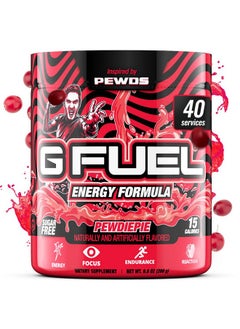G Fuel Pewdiepie Energy Powder, Sugar Free, Clean Caffeine Focus Supplement, Water Mix, Lingonberry Flavor, Focus Amino, Vitamin + Antioxidants Blend - 9.8 Oz (40 Servings)  - Image 1