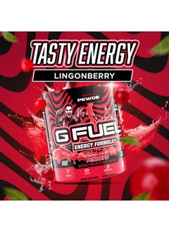 G Fuel Pewdiepie Energy Powder, Sugar Free, Clean Caffeine Focus Supplement, Water Mix, Lingonberry Flavor, Focus Amino, Vitamin + Antioxidants Blend - 9.8 Oz (40 Servings)  - Image 4
