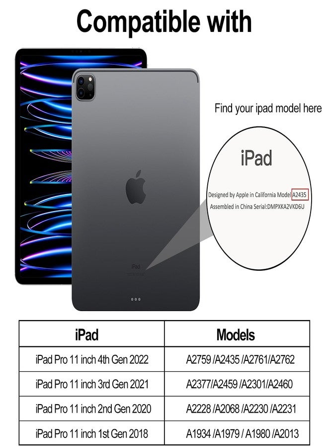 Aoub Crystal Case for iPad Pro 11 inch 4th/3rd Generation 2022/2021, Hard Clear Back with Pencil Holder, Auto Sleep/Wake Support Pencil Wireless Charging, for iPad 11" Pro 2nd 1st 2020 2018 - Gray - Image 2