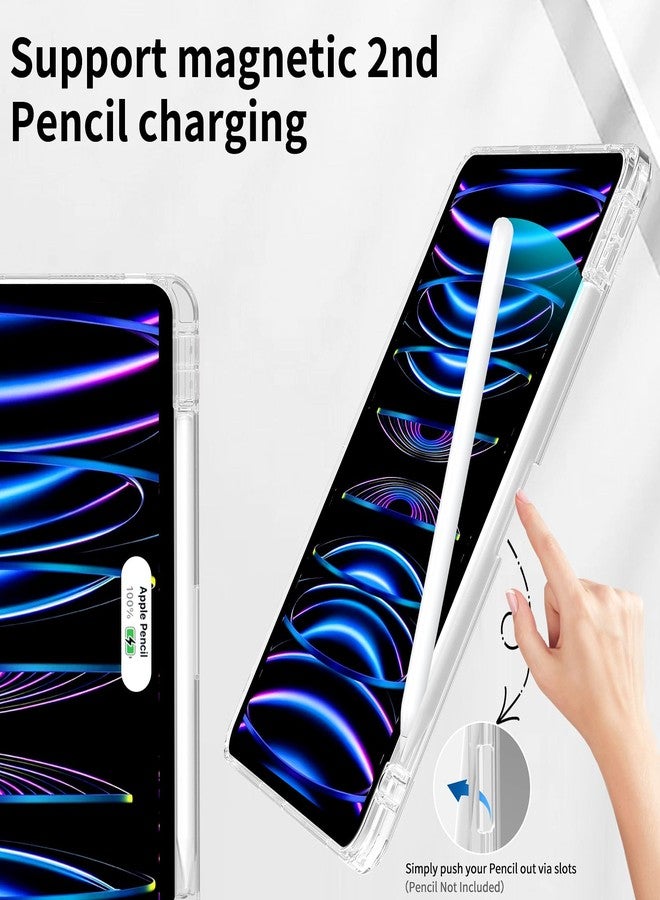 Aoub Crystal Case for iPad Pro 11 inch 4th/3rd Generation 2022/2021, Hard Clear Back with Pencil Holder, Auto Sleep/Wake Support Pencil Wireless Charging, for iPad 11" Pro 2nd 1st 2020 2018 - Gray - Image 4