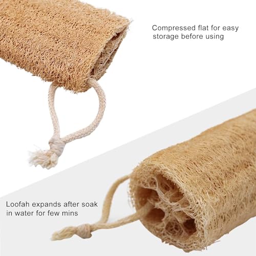 METLUCK Natural Loofah Sponge, METLUCK 6 Pack Organic Real Loofah Exfoliating Body Scrubber Luffa Sponge Natural Loofah Bulk for Men Women in Bath Shower Deep Clean - Image 4