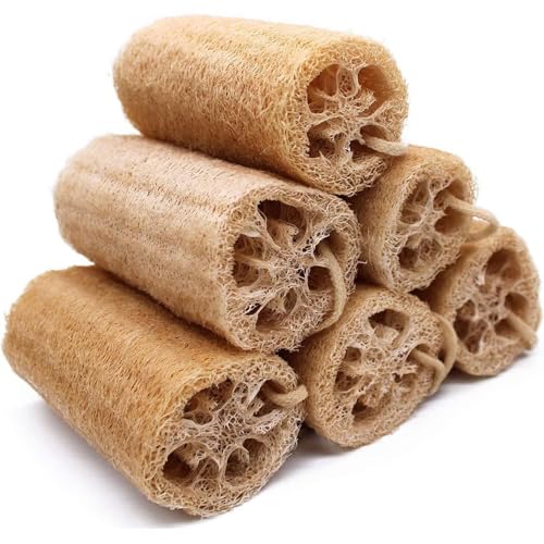 METLUCK Natural Loofah Sponge, METLUCK 6 Pack Organic Real Loofah Exfoliating Body Scrubber Luffa Sponge Natural Loofah Bulk for Men Women in Bath Shower Deep Clean - Image 1