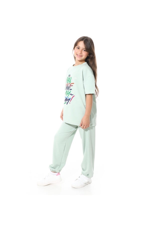 Red Circle Front Printed Pajama Set With Pant 1429u - Image 3