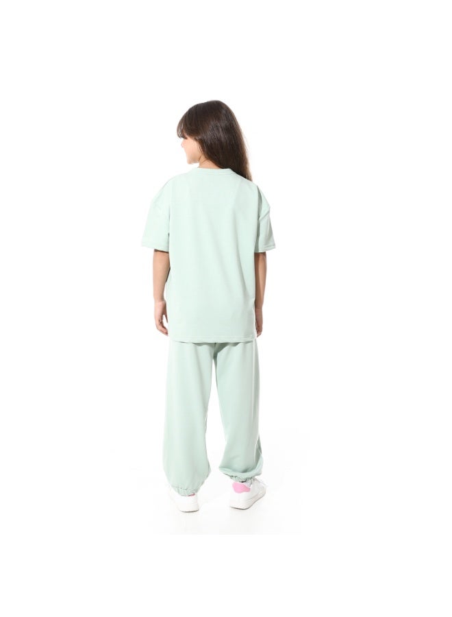 Red Circle Front Printed Pajama Set With Pant 1429u - Image 4