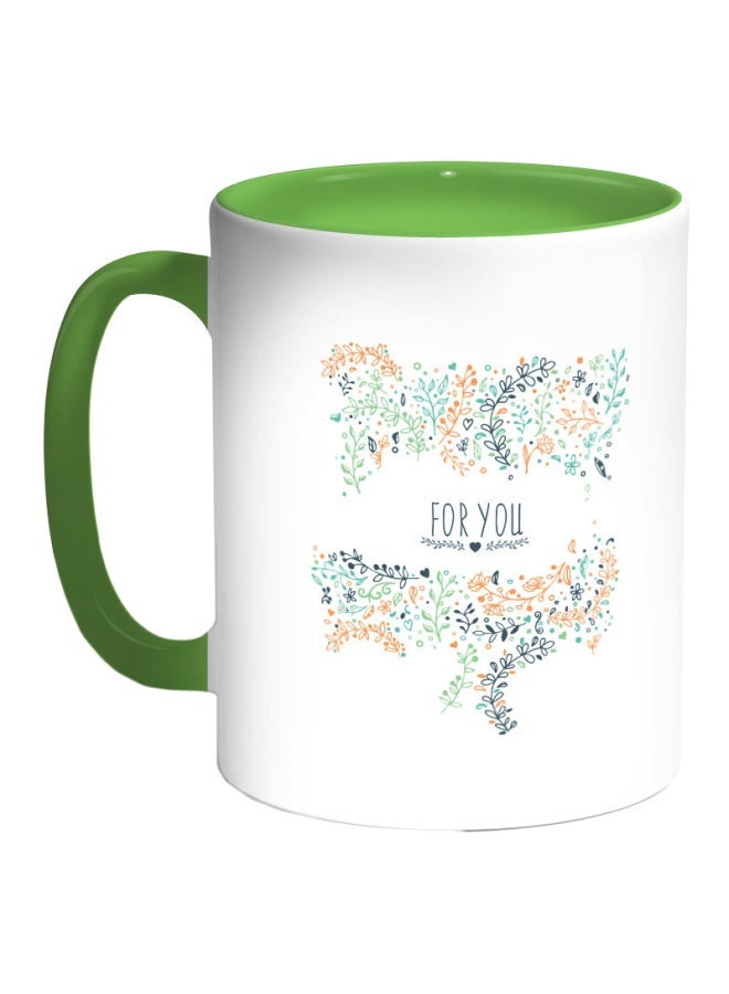 RYN For You Printed Coffee Mug White/Green/Orange 11ounce