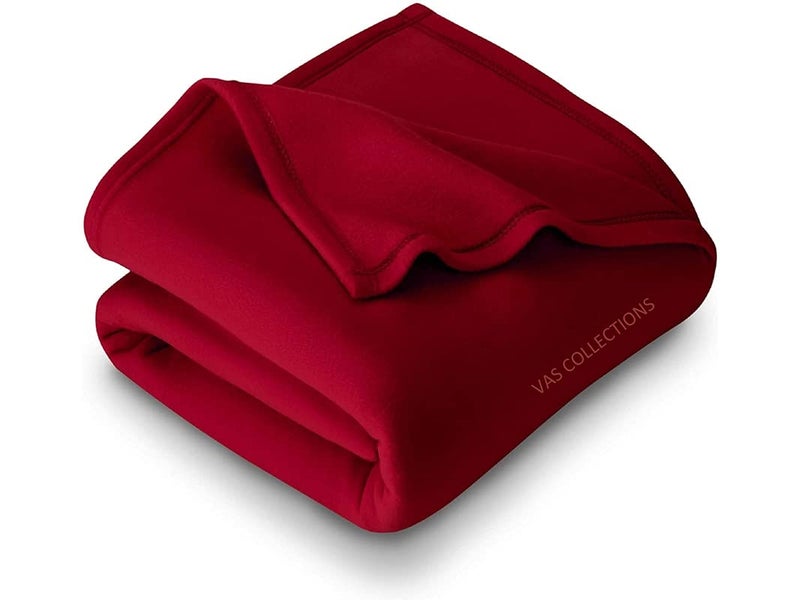 VAS COLLECTIONS® All Season Polar Fleece Blanket | Single 225x150 cm, Red & Maroon - Image 1