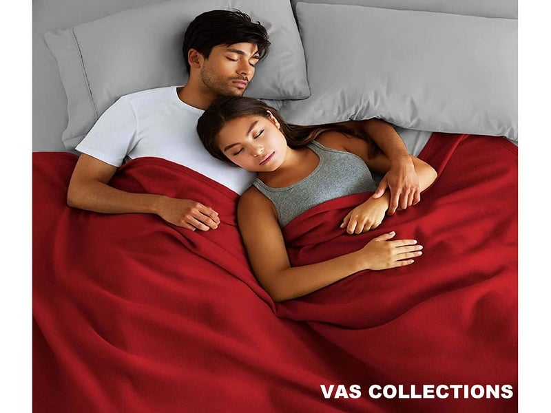 VAS COLLECTIONS® All Season Polar Fleece Blanket | Single 225x150 cm, Red & Maroon - Image 3