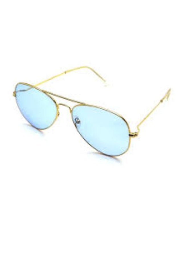 Aviator Sunglasses with Gold Frame and Blue Lenses