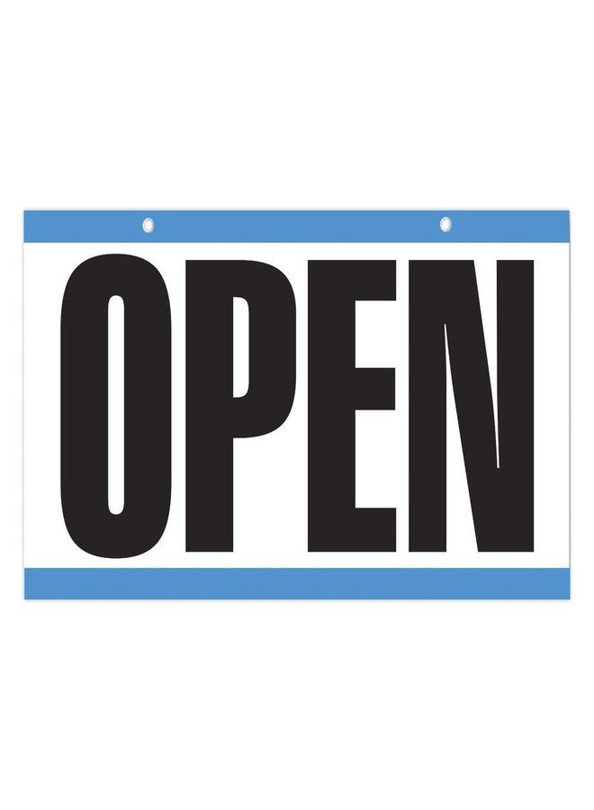 Headline Sign 9395 Double-Sided Open/Closed/Will Return Sign with Clock Hands, 6" x 11.5", Blue - Image 2