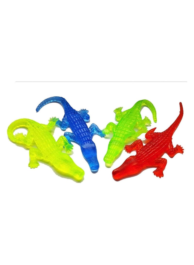 عبوة من ٤ قطع من لعبة التمساح اللزج العملاق، لعبة فيدجيت مطاطية قابلة للتمدد، لعبة تمساح مزيف للأطفال. لعبة لتخفيف التوتر. هدايا حفلات الزواحف. - Image 1