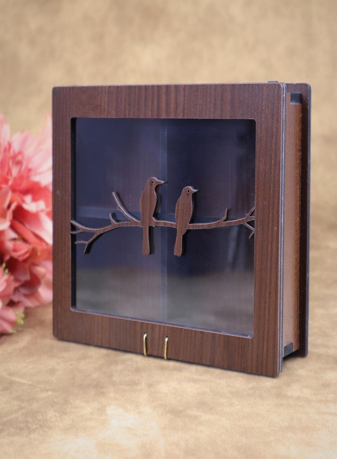 Giftguys Wooden Dryfruit Box with transperent Lid - 8 x 6 Inch | Bird Design | 4 Compartment Storage - Image 2