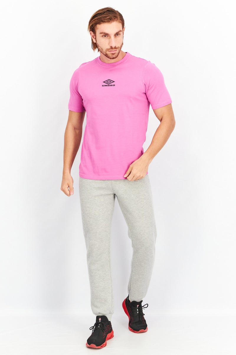 umbro Men Crew Neck Short Sleeve Brand Logo T shirt, Purple Combo - Image 2