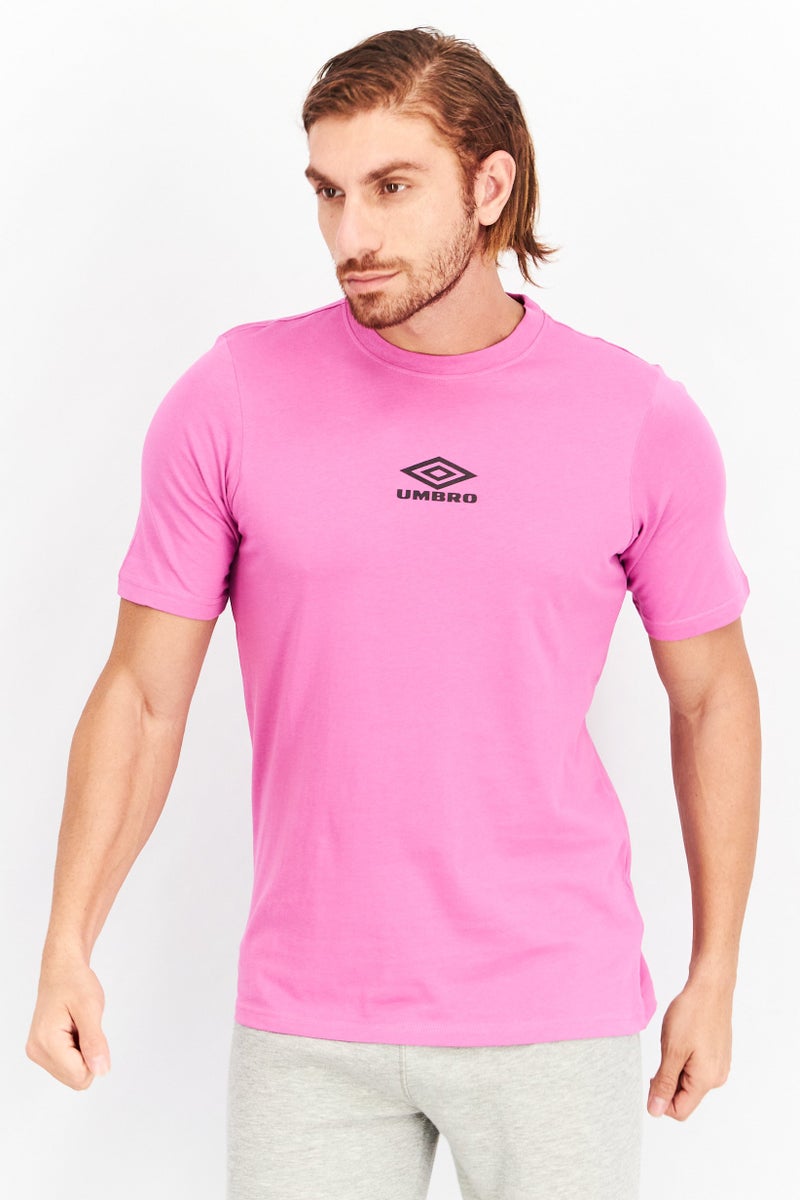 umbro Men Crew Neck Short Sleeve Brand Logo T shirt, Purple Combo - Image 1