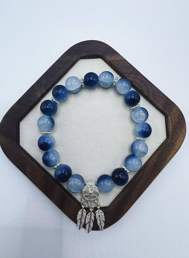 Chinese ancient style handmade glass bracelet original niche design amber blue unisex. - Image 2