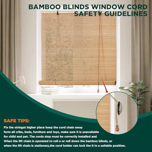 BAYUE Bamboo Blinds for Interior Windows, Easy to Install Bamboo Shades for Indoor Windows, Custom Roller Shades for Indoor Window and Outdoor Patio, 23" W x 48" H - Image 4