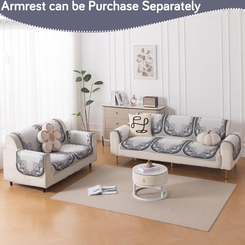 HOKIPO 'HeavenHue' Fleece Soft Touch Quilted Sofa Cover 3 Seater and 2 Seater Set – Washable 5 Seater Sofa Cover (3+2) for Seat & Back | Twilight Lace (IN-840-D5*2 + IN-839-D5*2) - Image 5