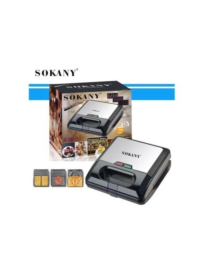 Sokani Sokany SK-303 3 in 1 Multifunctional Sandwich Maker - 750 Watt (Grill, Waffle, Toast) Sokany - Image 2