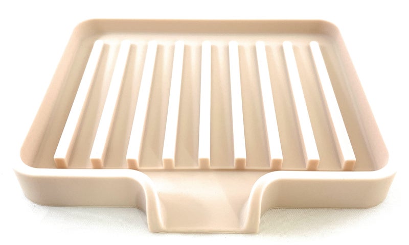Happitasa Silicone Soap Dish Tray and Sponge Holder with Drain Chute Pack of 2  Bathroom and Kitchen Sink Organizer Caddy Sand Dollar 52X4 72 Ounces