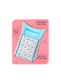 babyhug Babyhug Pure Cotton Teddy Print Sleeping Bag for Infants 0-6 Months - Blue & White, Lightweight, Comfortable, with Zipper  - Image 2