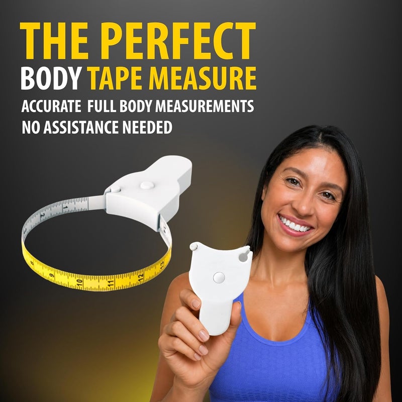 PERFECT MEASURING TAPE شريط قياس مثالي للجسم - شريط قياس قابل للسحب للجسم: الخصر والورك والصدر والذراعين والمزيد! 80 بوصة (أبيض) - Image 2