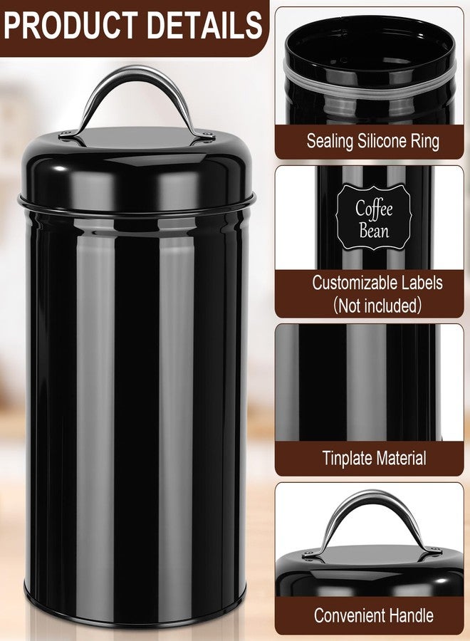 LemonRoad 10 Pack Metal Food Storage Canisters with Handle Lid 48 oz Airtight Black Coffee Container Farmhouse Kitchen Jar for Coffee, Tea, Sugar, Cookie, Flour, Pantry & Countertop Organization - Image 3