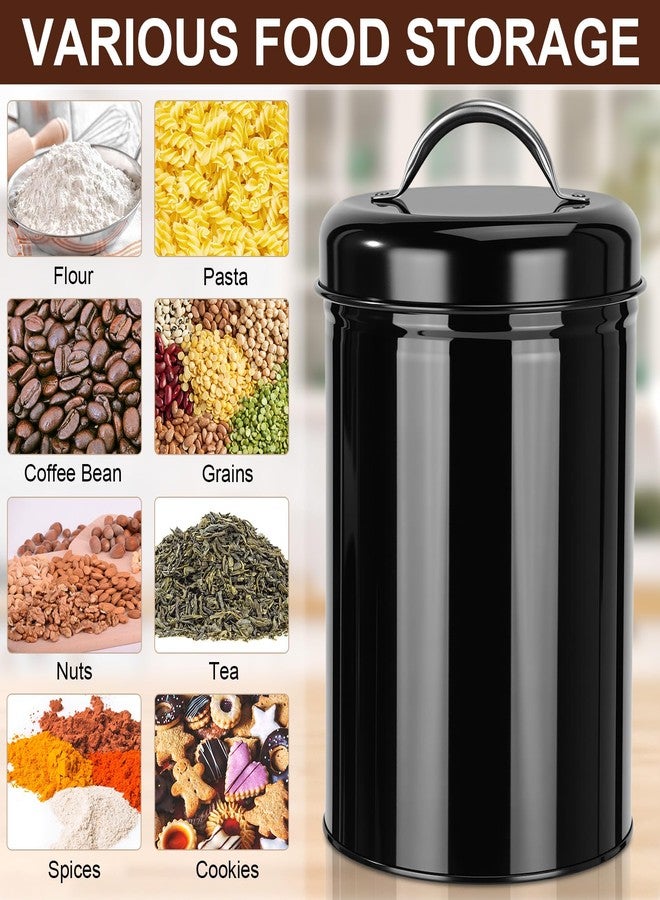 LemonRoad 10 Pack Metal Food Storage Canisters with Handle Lid 48 oz Airtight Black Coffee Container Farmhouse Kitchen Jar for Coffee, Tea, Sugar, Cookie, Flour, Pantry & Countertop Organization - Image 4