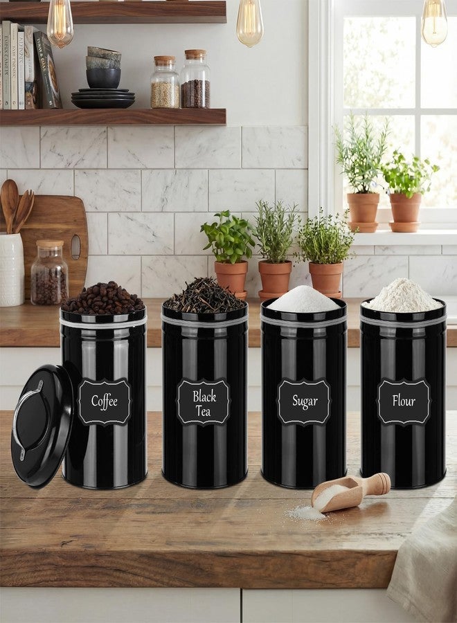 LemonRoad 10 Pack Metal Food Storage Canisters with Handle Lid 48 oz Airtight Black Coffee Container Farmhouse Kitchen Jar for Coffee, Tea, Sugar, Cookie, Flour, Pantry & Countertop Organization - Image 5