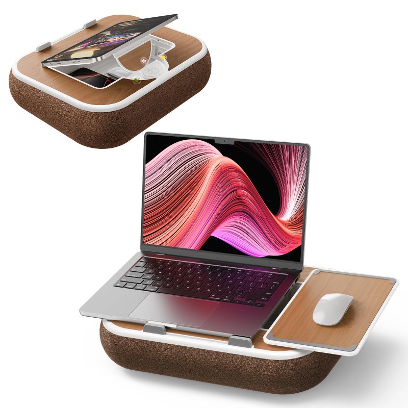 Nauttxon Lap Desk with Storage Cushion Washable - Portable Magnetic Mouse Pad - with Scented Cotton Pads - Multi-Functional Lap Desk for Home Office Couch Bed -Fits Up to 15 Inch Laptop - Image 1