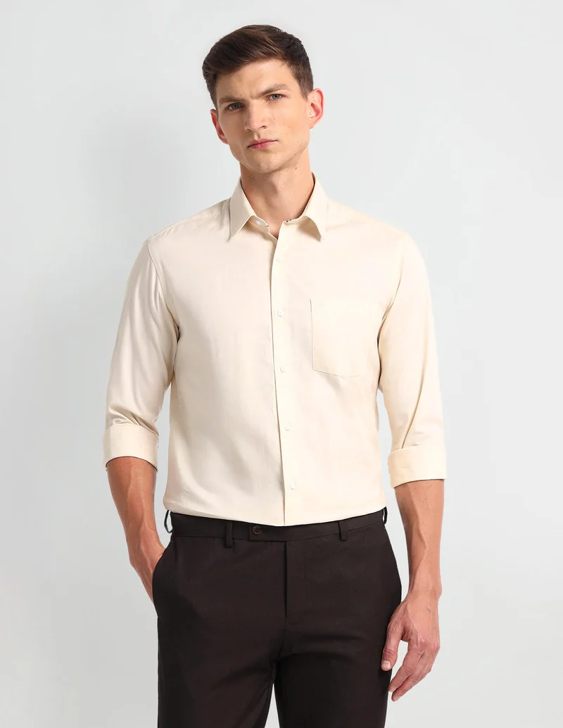 Arrow Beige Twill Cotton Shirt for Men | Best Price UAE
