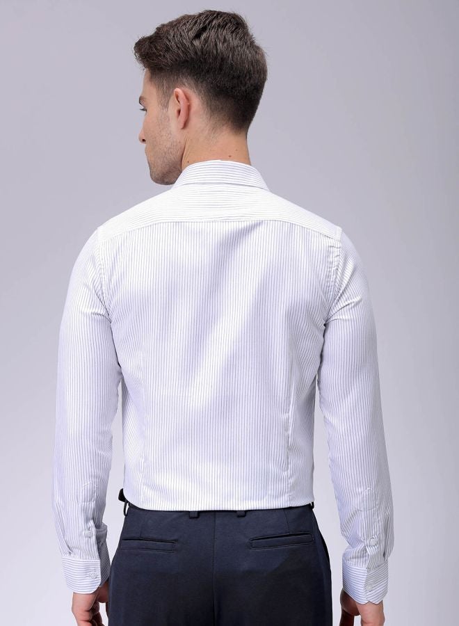 The Indian Garage Co Men Slim Fit Striped Full Sleeves Cutaway Collar Formal Shirt  - Image 2