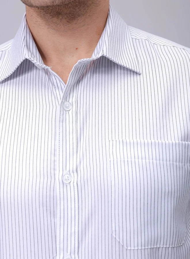 The Indian Garage Co Men Slim Fit Striped Full Sleeves Cutaway Collar Formal Shirt